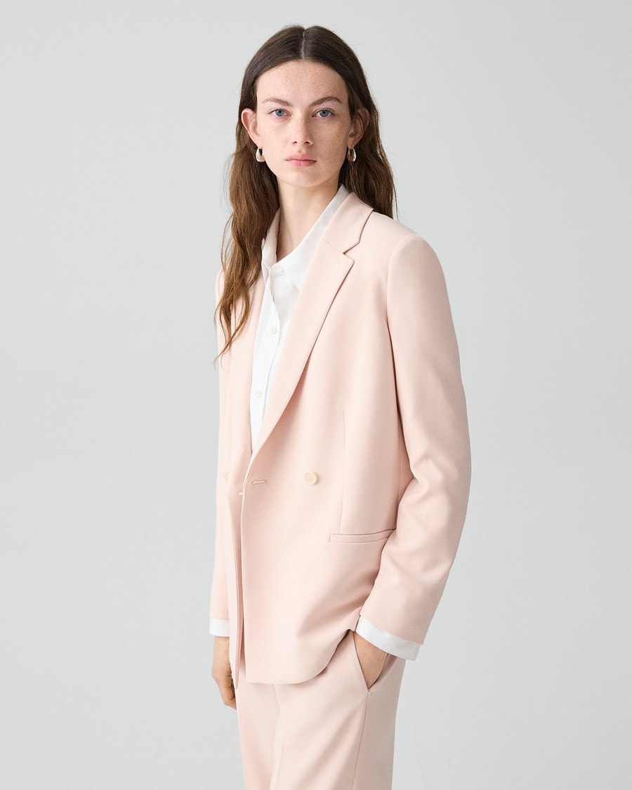 Relaxed Double-Breasted Blazer in Admiral Crepe