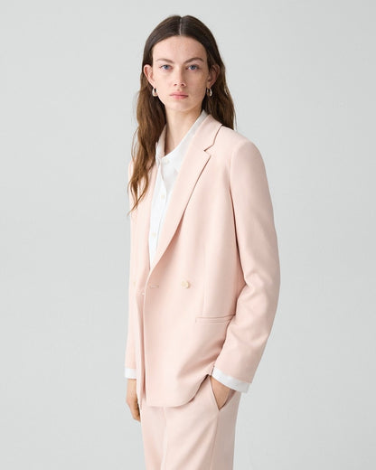 Relaxed Double-Breasted Blazer in Admiral Crepe