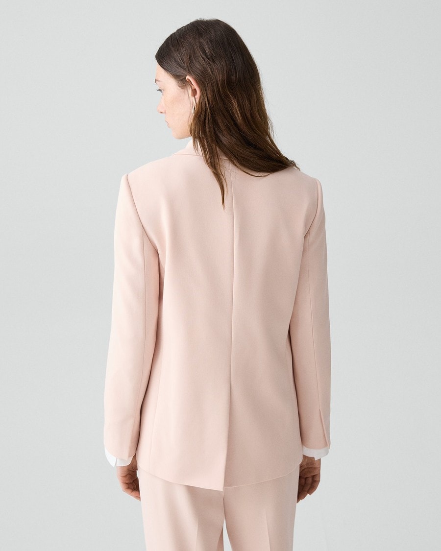 Relaxed Double-Breasted Blazer in Admiral Crepe