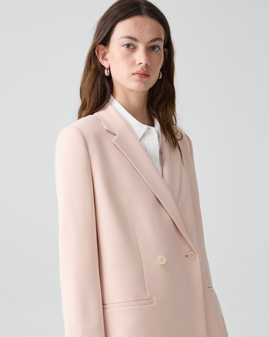 Relaxed Double-Breasted Blazer in Admiral Crepe