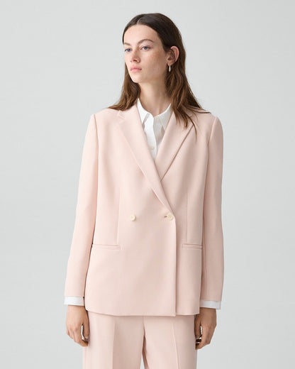 Relaxed Double-Breasted Blazer in Admiral Crepe