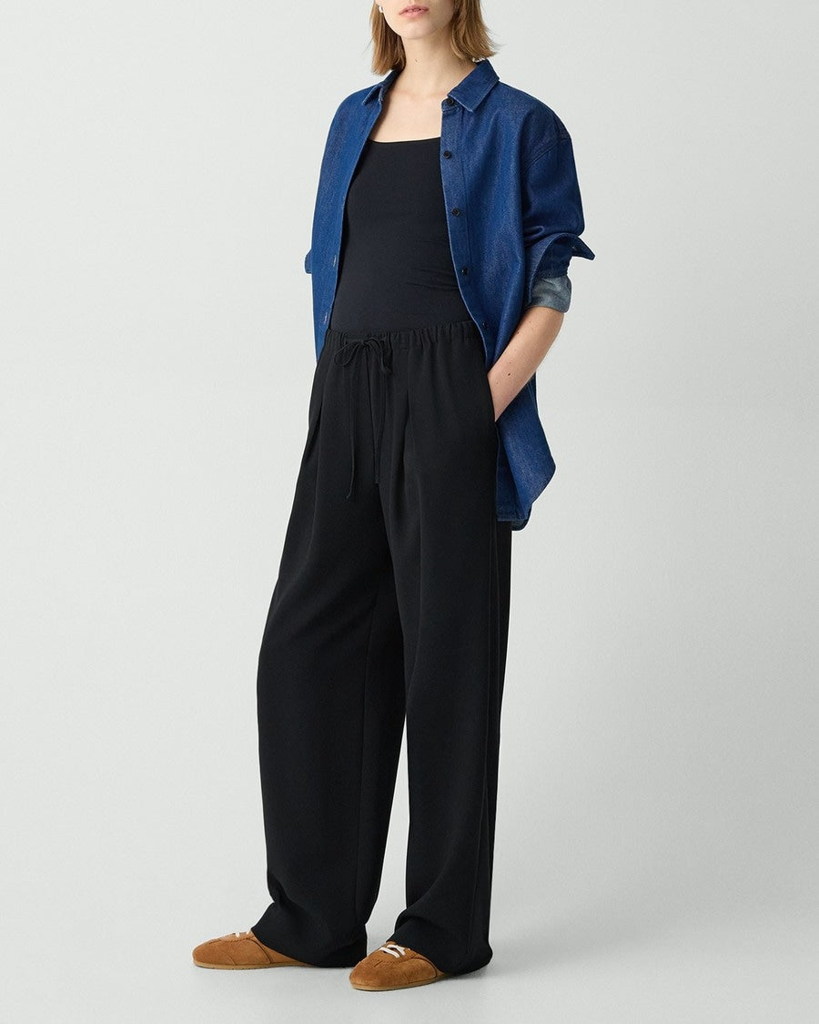 Pleated Pull-On Pant, 30'' in Admiral Crepe