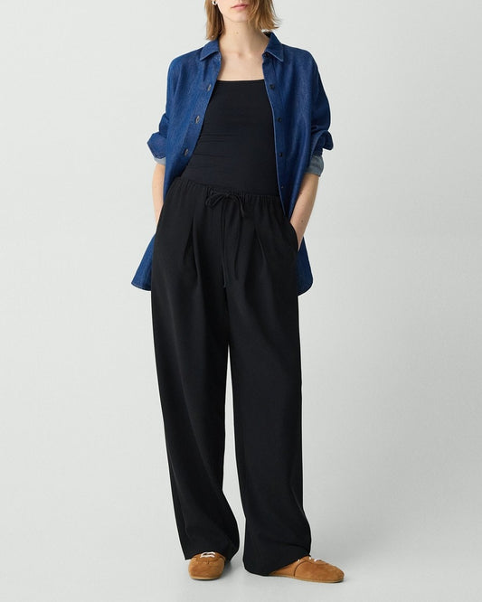 Pleated Pull-On Pant, 30'' in Admiral Crepe