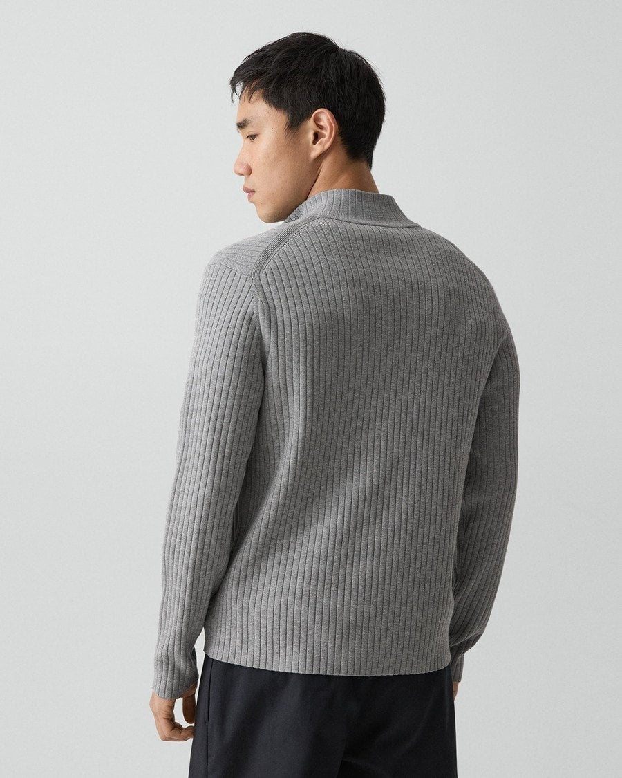Ribbed Full-Zip Cardigan in Light Bilen