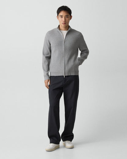 Ribbed Full-Zip Cardigan in Light Bilen