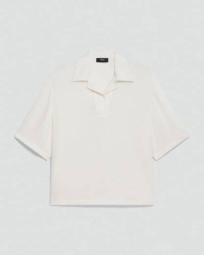 Oversized Polo Shirt in Silk Georgette