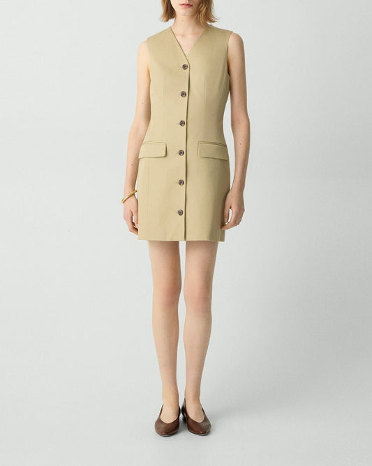 Sleeveless Blazer Dress in Cotton Chino