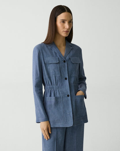 Cinched Jacket in Fluid Linen