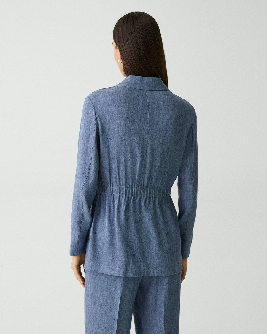 Cinched Jacket in Fluid Linen