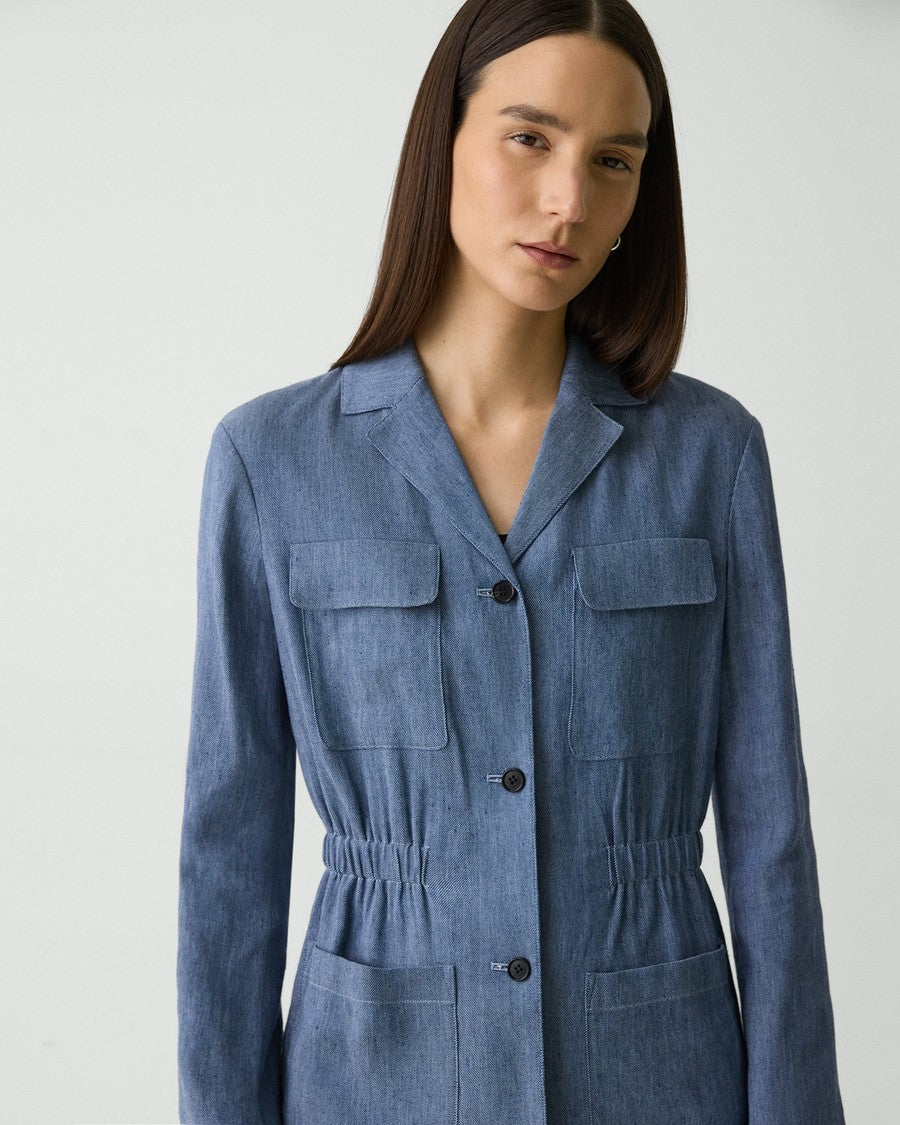Cinched Jacket in Fluid Linen