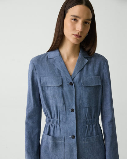 Cinched Jacket in Fluid Linen