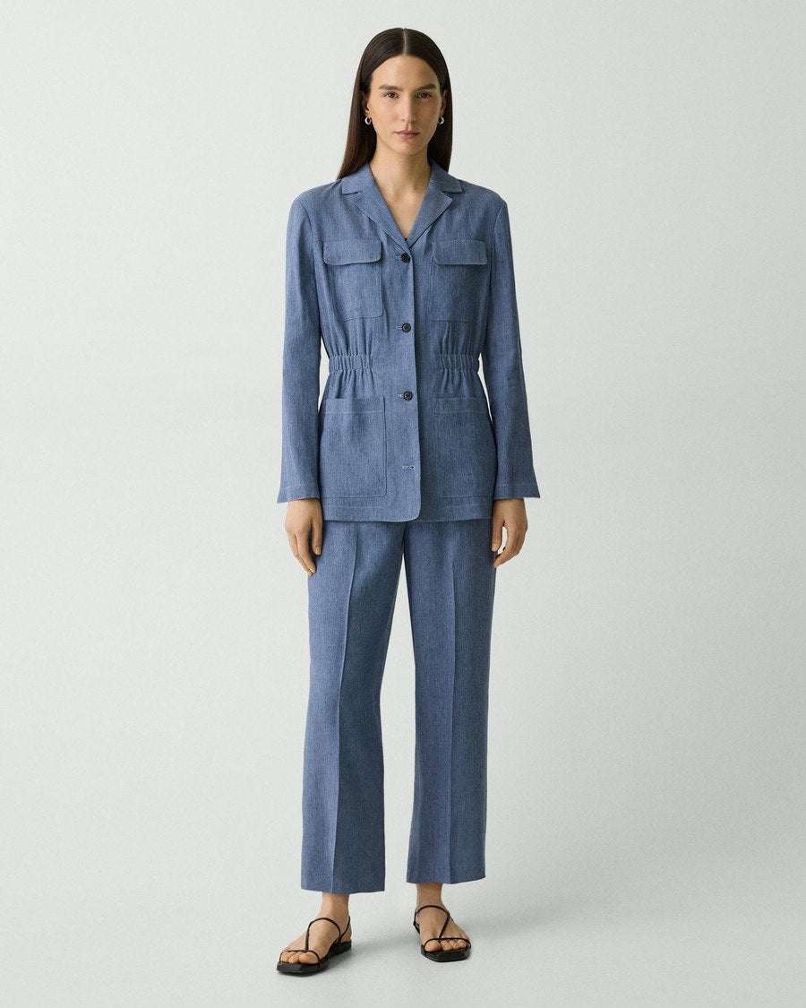 Cinched Jacket in Fluid Linen