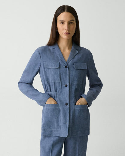 Cinched Jacket in Fluid Linen