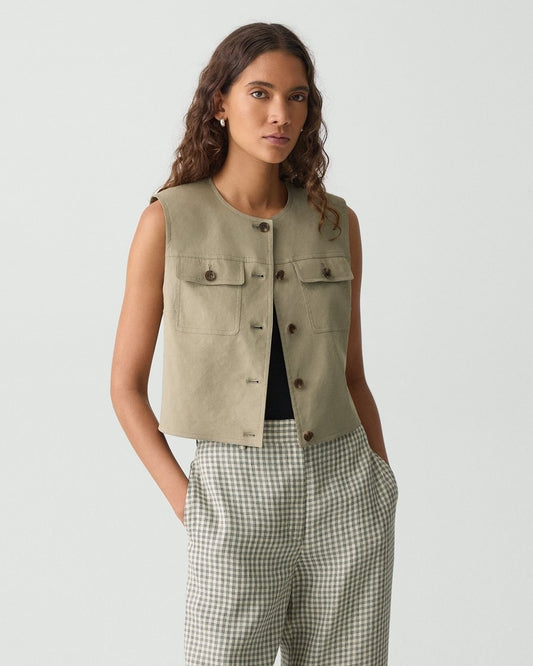 Trucker Vest in Good Linen