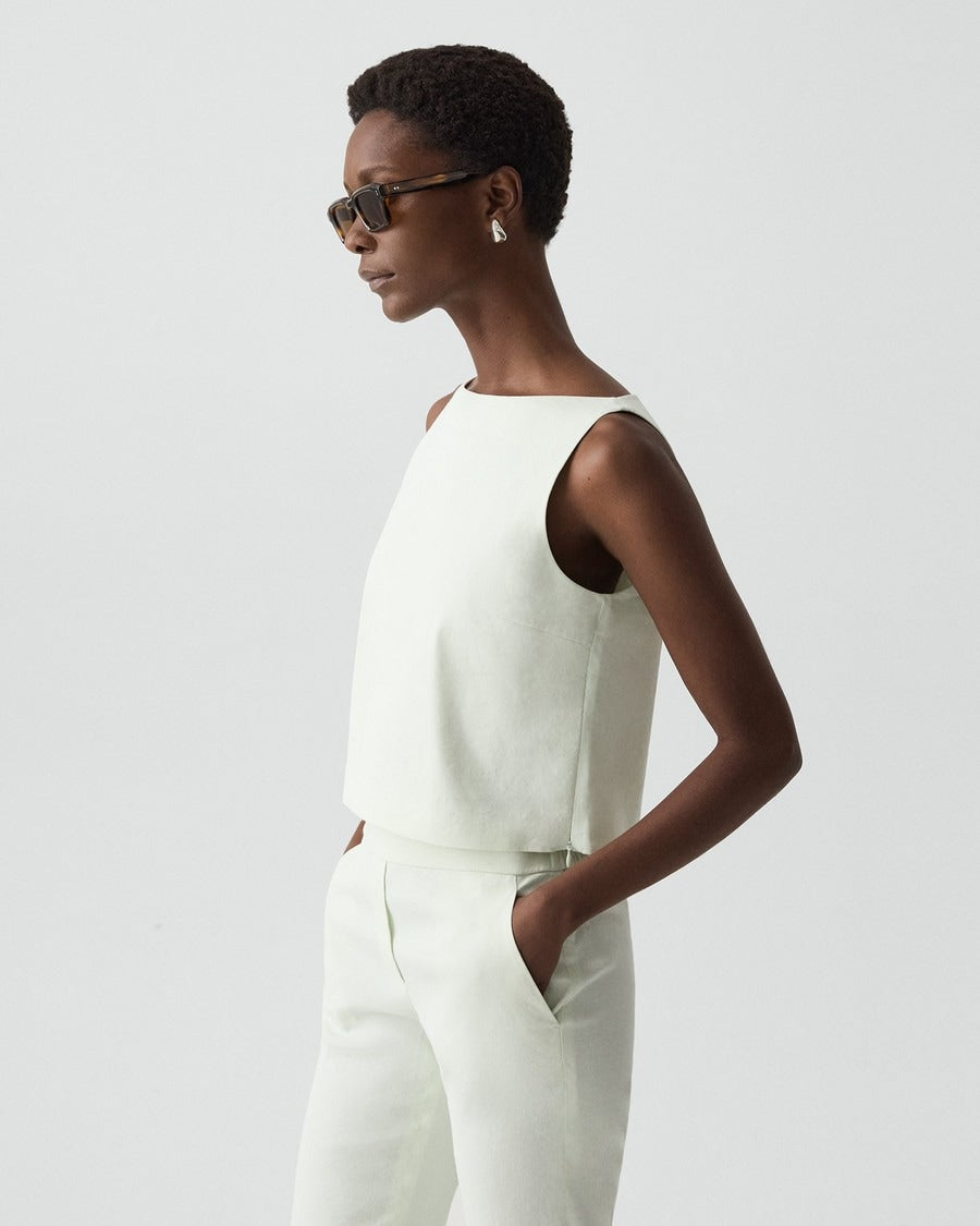Sleeveless Boatneck Top in Good Linen