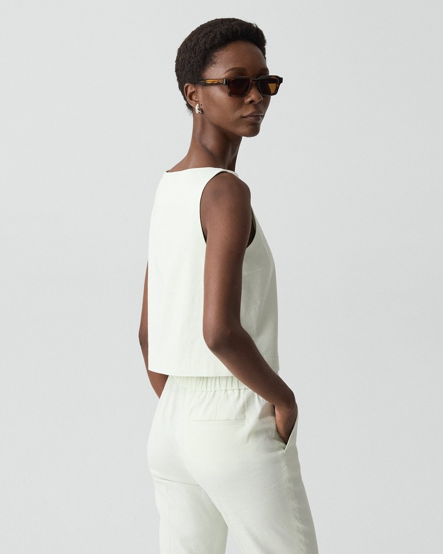 Sleeveless Boatneck Top in Good Linen