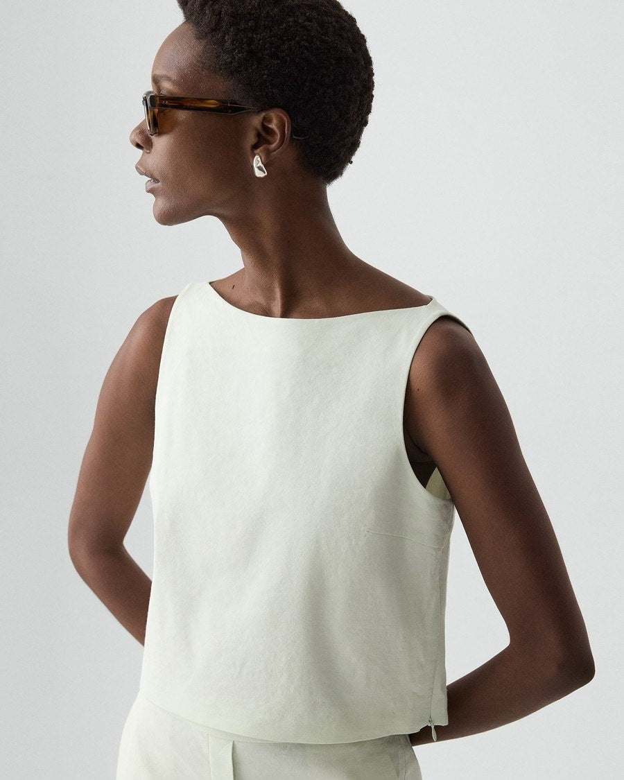 Sleeveless Boatneck Top in Good Linen