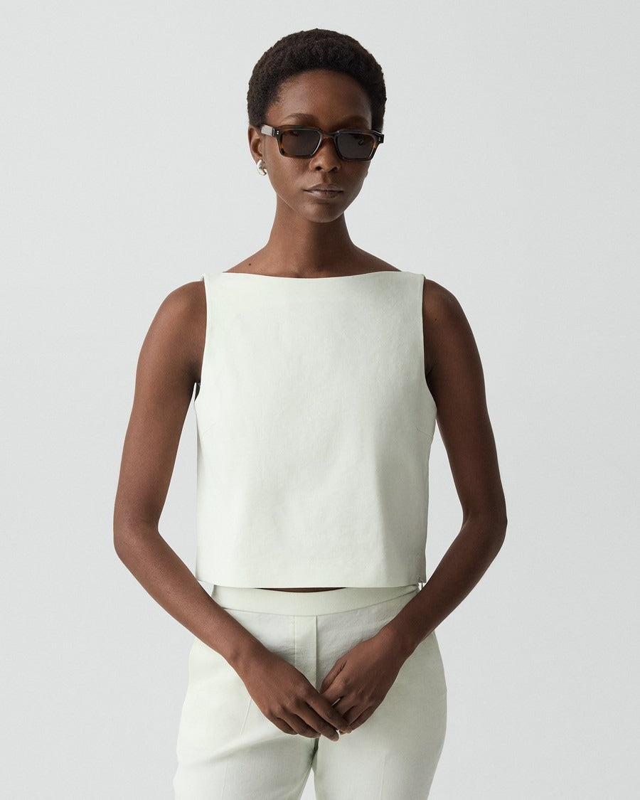 Sleeveless Boatneck Top in Good Linen