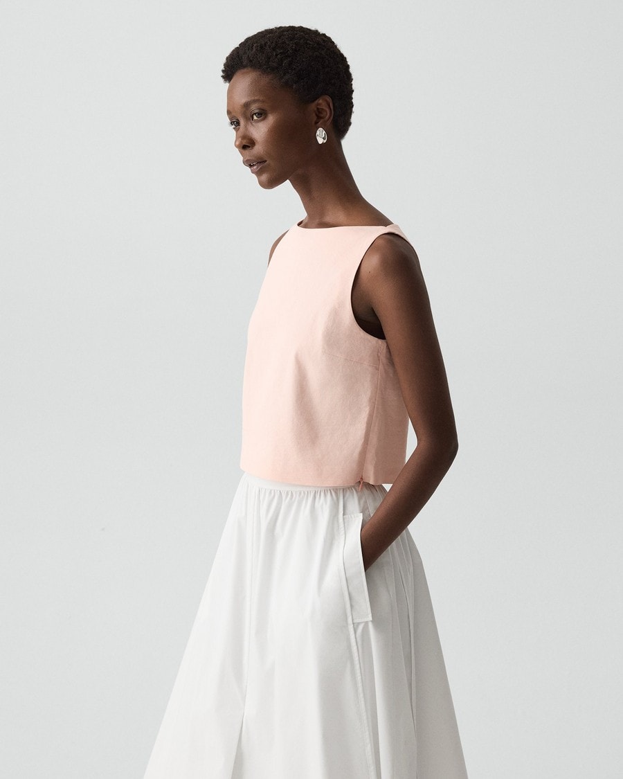Sleeveless Boatneck Top in Good Linen