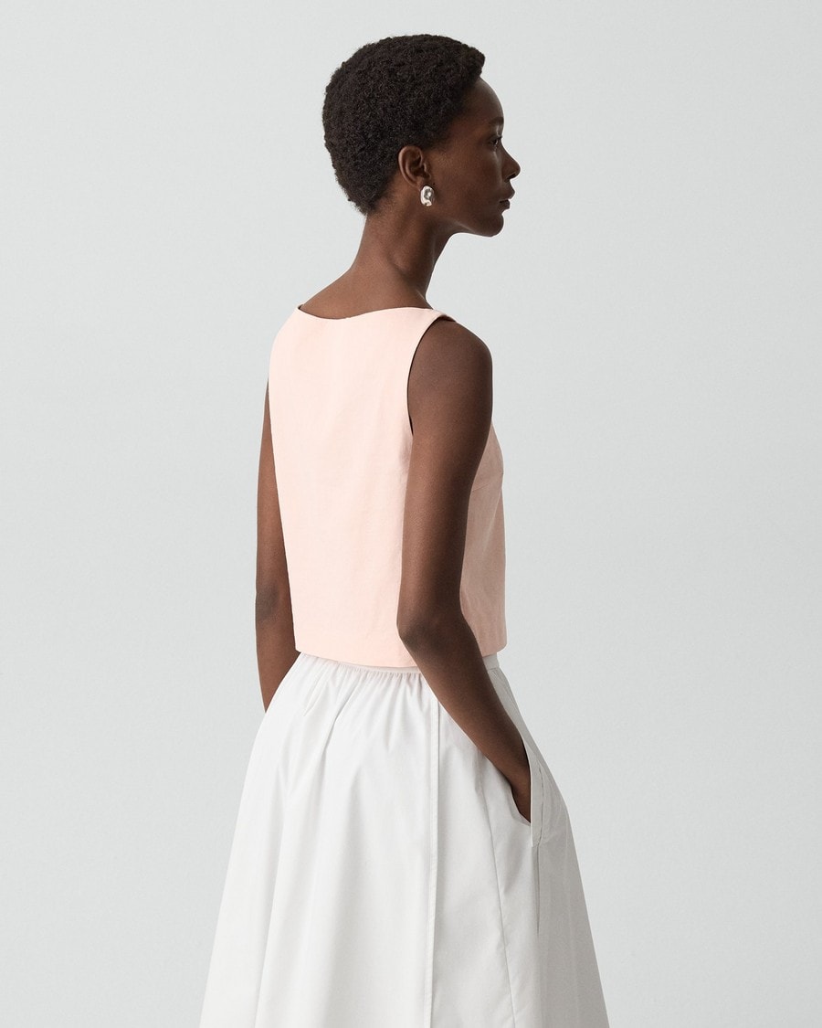 Sleeveless Boatneck Top in Good Linen