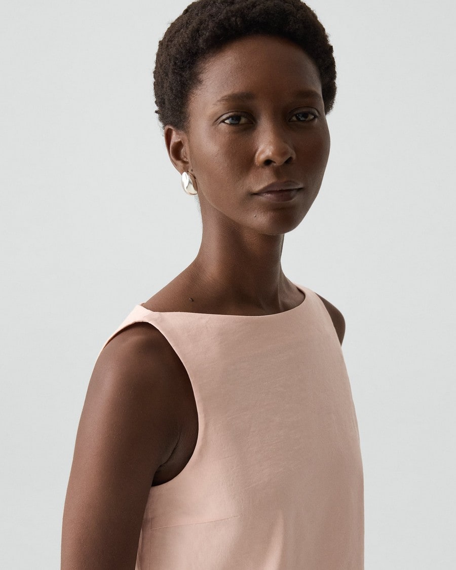 Sleeveless Boatneck Top in Good Linen