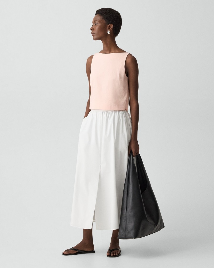 Sleeveless Boatneck Top in Good Linen