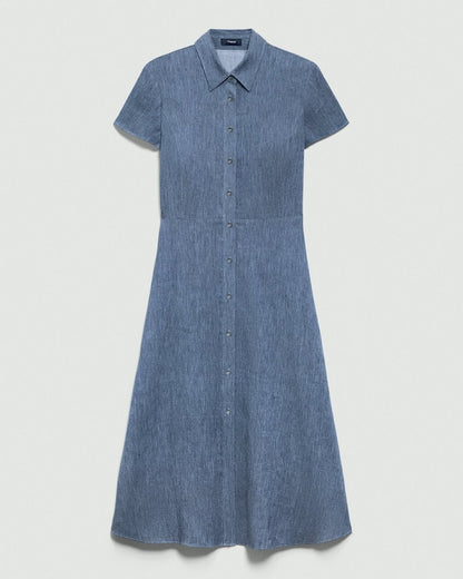 Midi Shirt Dress in Fluid Linen