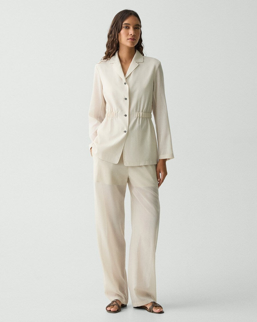 Cinch Waist Jacket in Airy Shirting