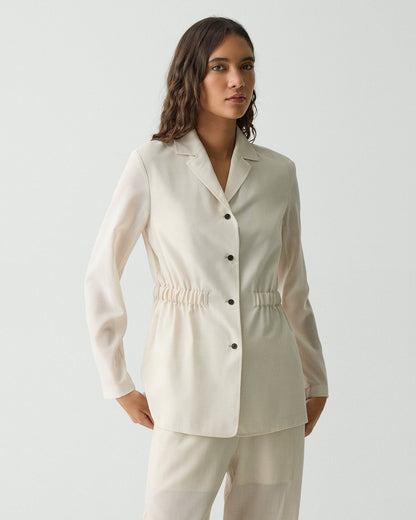 Cinch Waist Jacket in Airy Shirting
