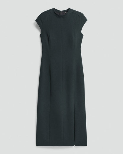Short-Sleeve Midi Dress in Admiral Crepe