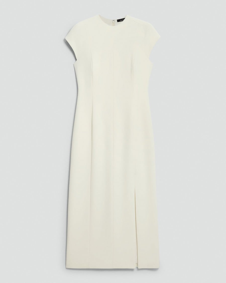 Short-Sleeve Midi Dress in Admiral Crepe
