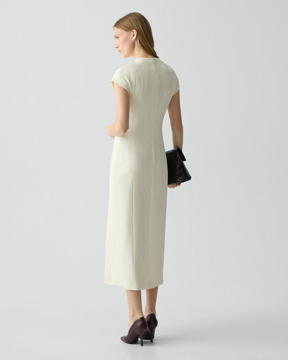 Short-Sleeve Midi Dress in Admiral Crepe