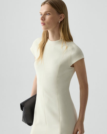 Short-Sleeve Midi Dress in Admiral Crepe