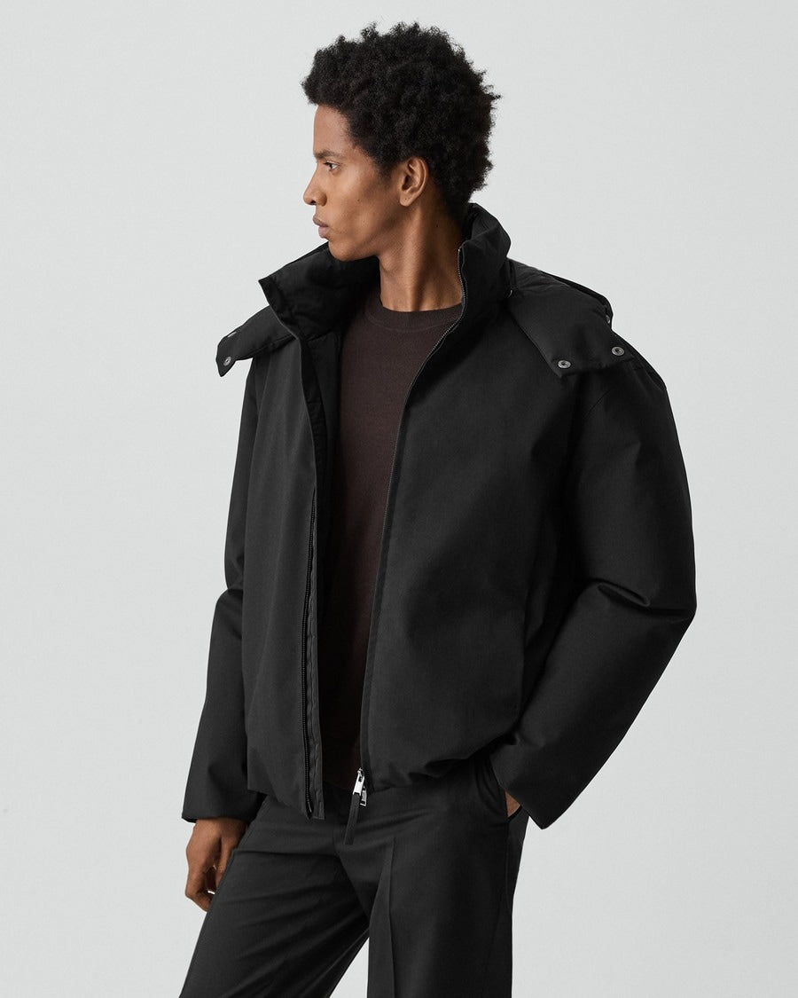 Hooded Jacket in Bonded Wool-Blend