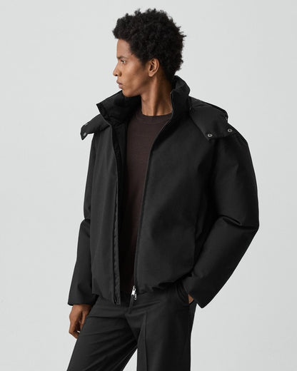 Hooded Jacket in Bonded Wool-Blend