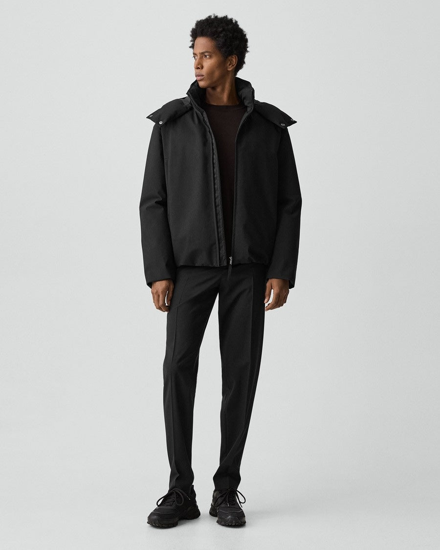 Hooded Jacket in Bonded Wool-Blend