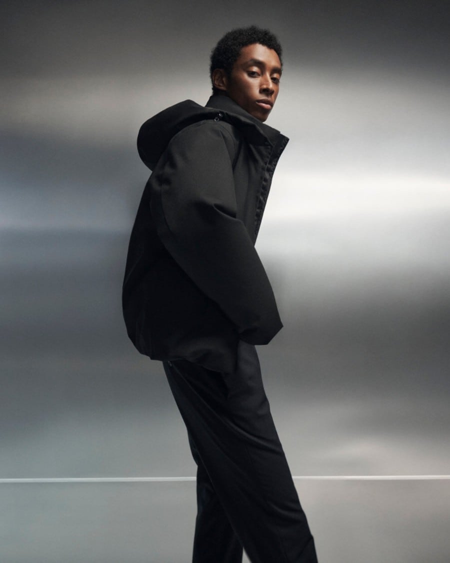 Hooded Jacket in Bonded Wool-Blend