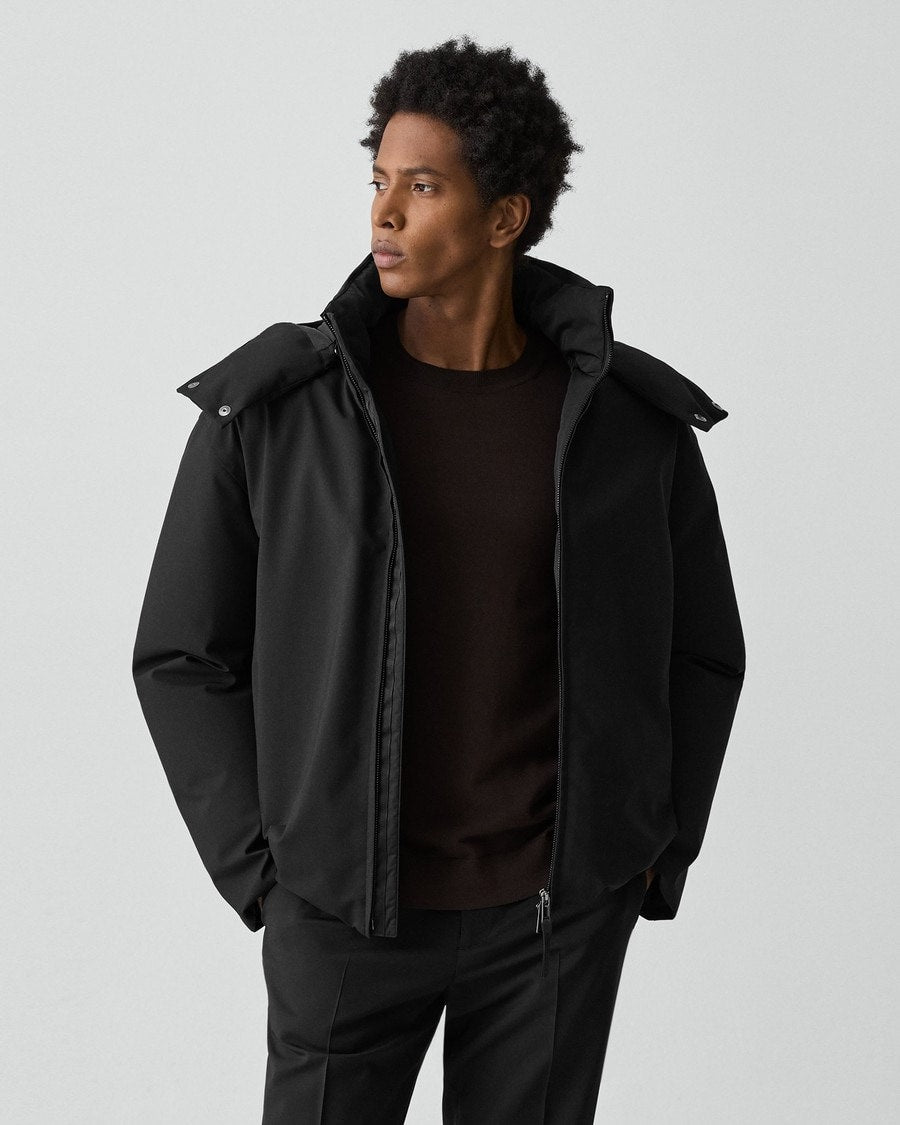 Hooded Jacket in Bonded Wool-Blend