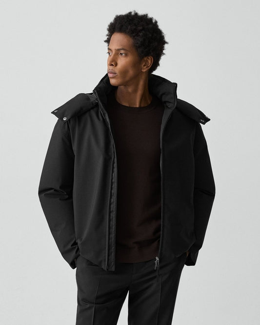 Hooded Jacket in Bonded Wool-Blend