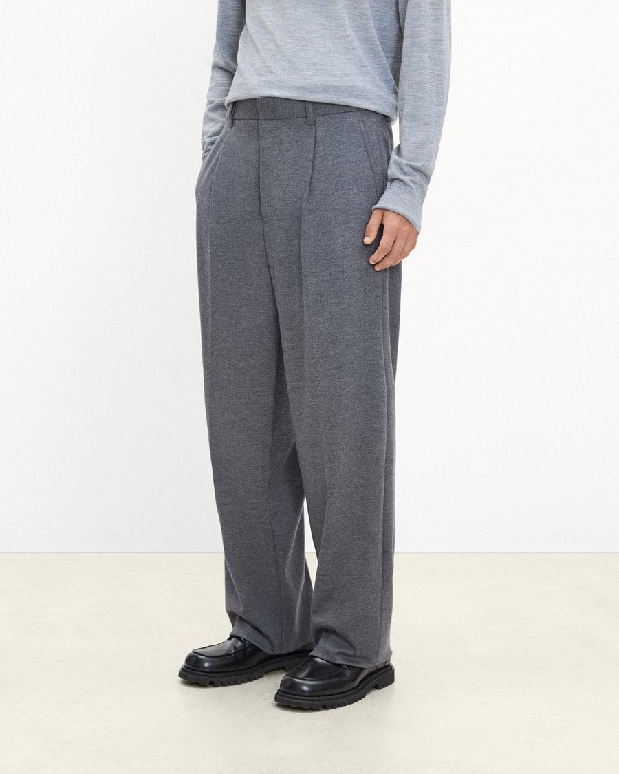 Relaxed Pleat Pant in Wool-Blend Knit
