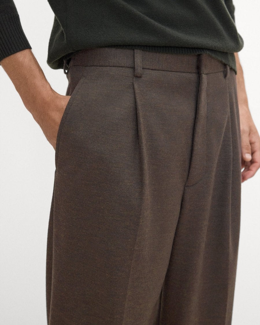 Relaxed Pleat Pant in Wool-Blend Knit