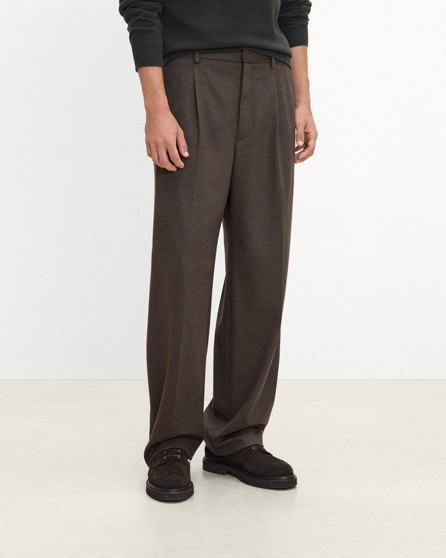 Relaxed Pleat Pant in Wool-Blend Knit