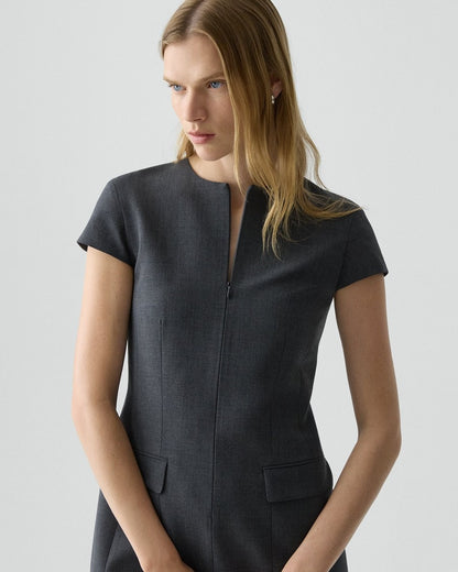 Zip Mini Dress in Good Wool