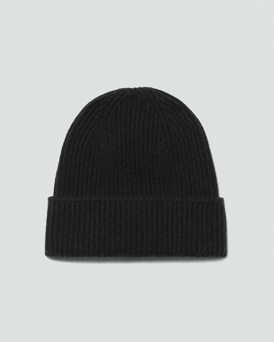 Ribbed Beanie in Cashmere