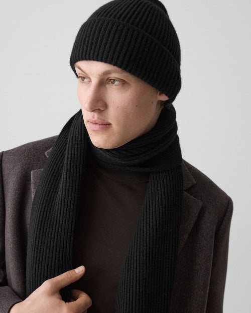 Ribbed Beanie in Cashmere