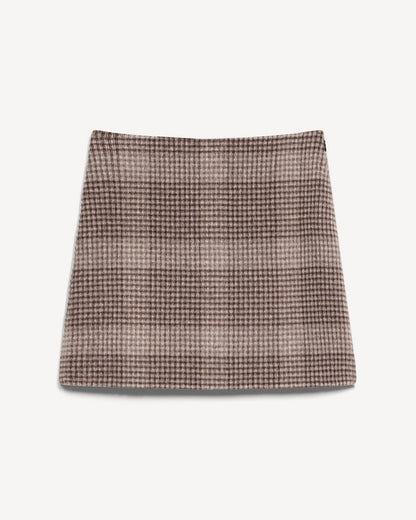 A-Line Mini Skirt in Plaid Wool-Cashmere