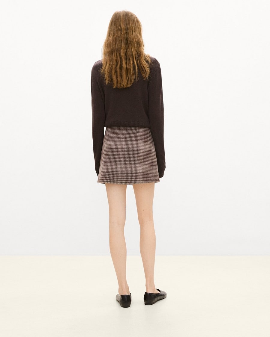 A-Line Mini Skirt in Plaid Wool-Cashmere