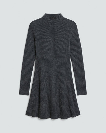 Ribbed Sweater Dress in Felted Wool-Cashmere