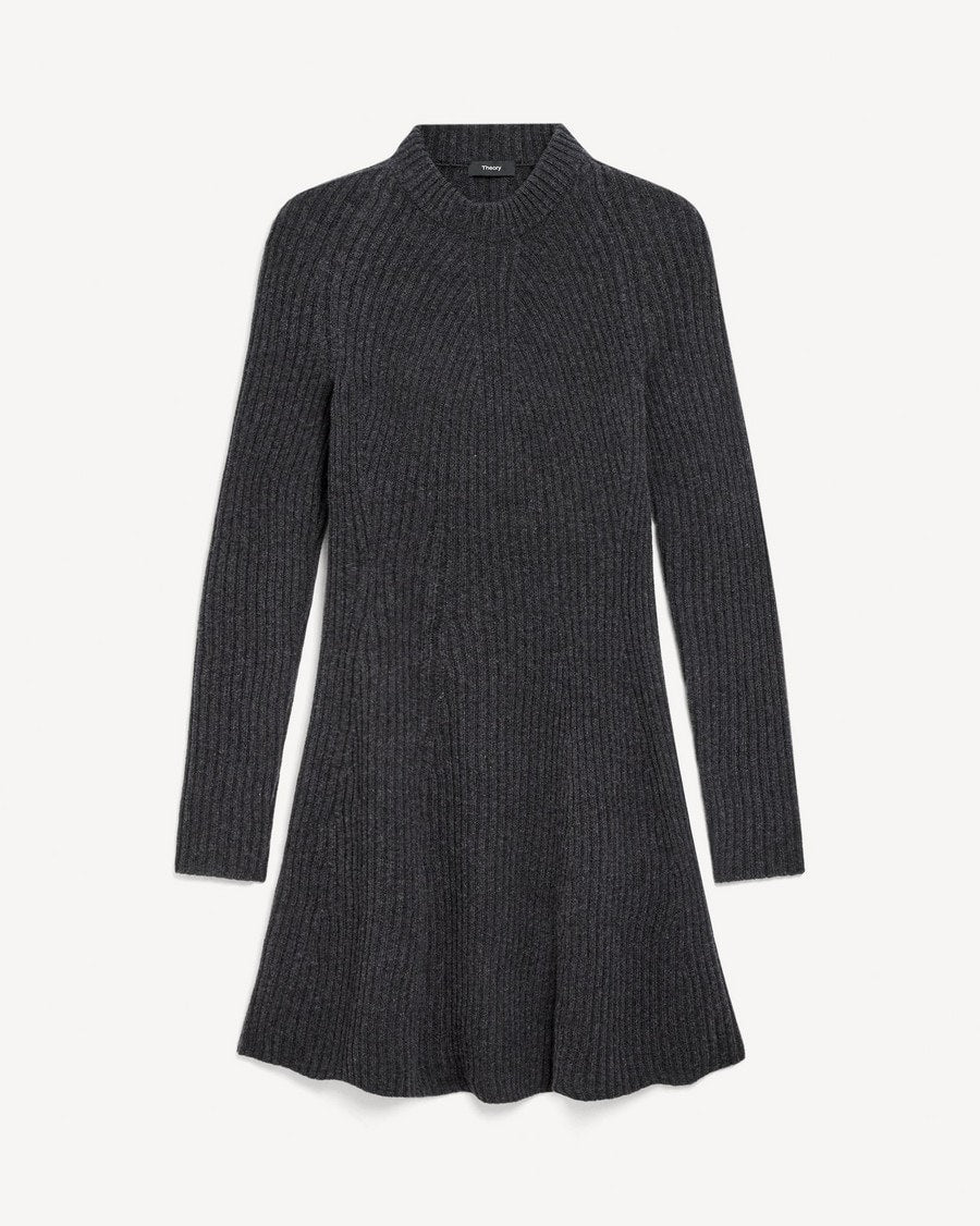 Ribbed Sweater Dress in Felted Wool-Cashmere