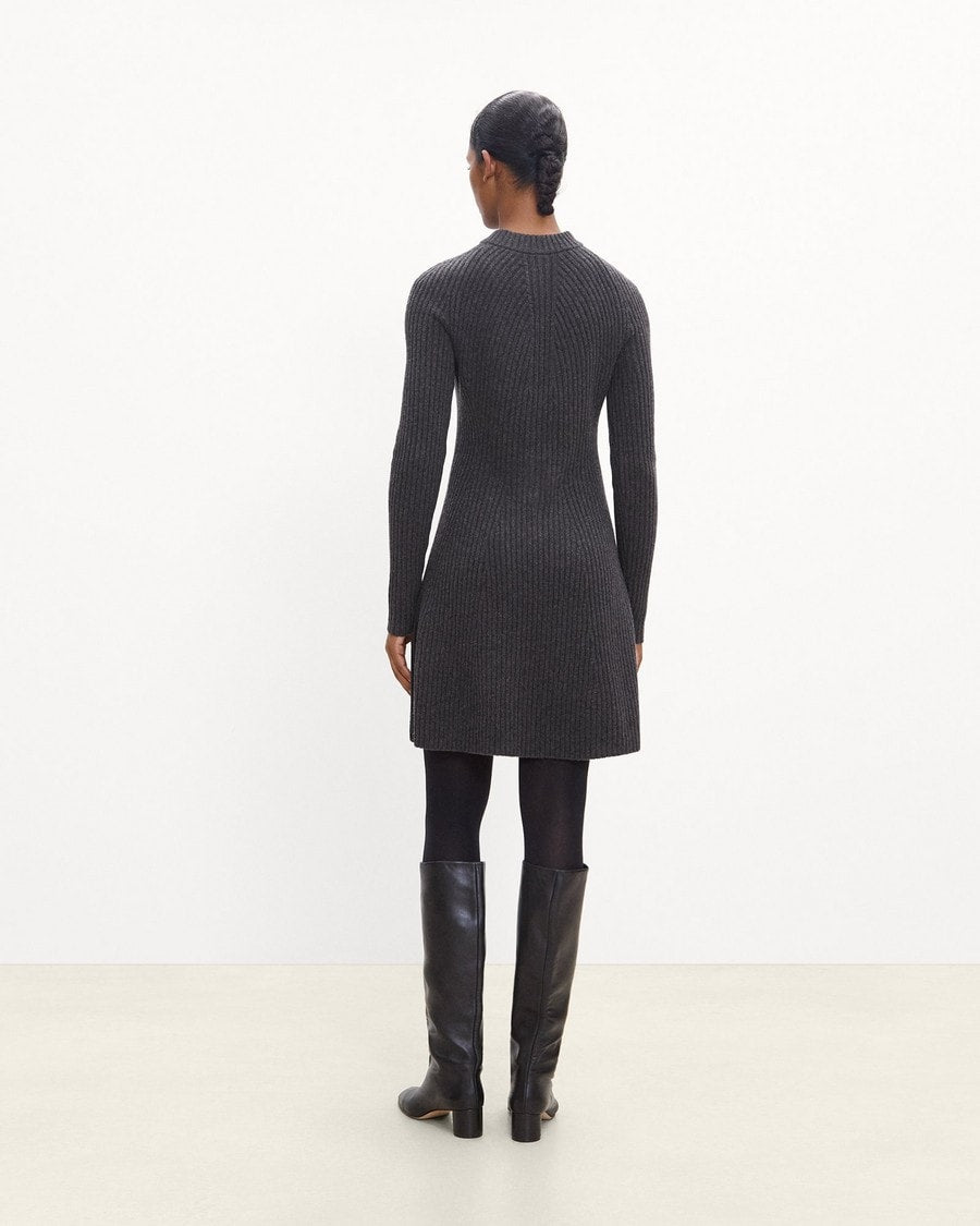 Ribbed Sweater Dress in Felted Wool-Cashmere